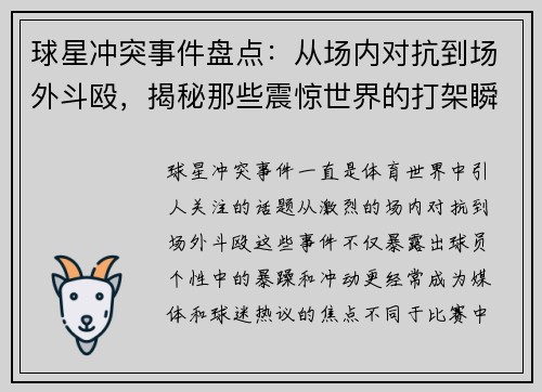 球星冲突事件盘点:从场内对抗到场外斗殴,揭秘那些震惊世界的打架瞬间 球星冲突事件盘点:从场内对抗到场外斗殴,揭秘那些震惊世界的打架瞬间